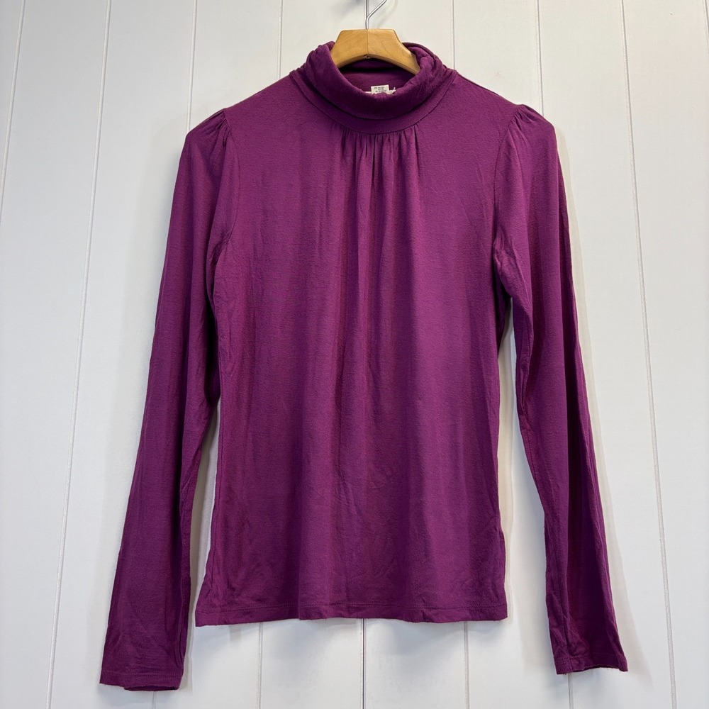August Silk Dark Academia Turtleneck Top Women Small Jewel Tone Layering Chic